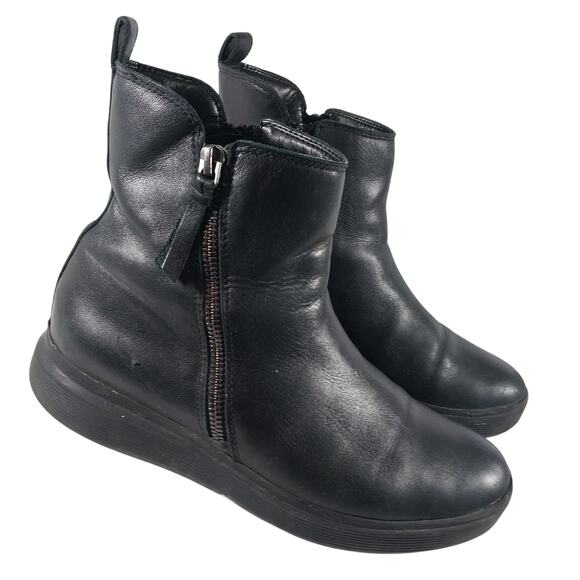 NATURALIZER! BLACK GENUINE LEATHER DUAL ZIPPER, PADDED INNER ANKLE BOOTS! SZ 8M - Picture 1 of 10